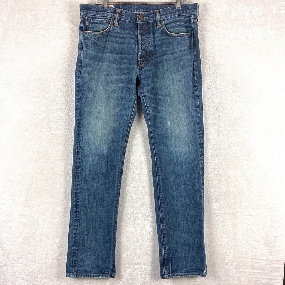 VTG Abercrombie & Fitch Jeans Mens 33x32 Faded Whiskered Distressed Remsen Y2K